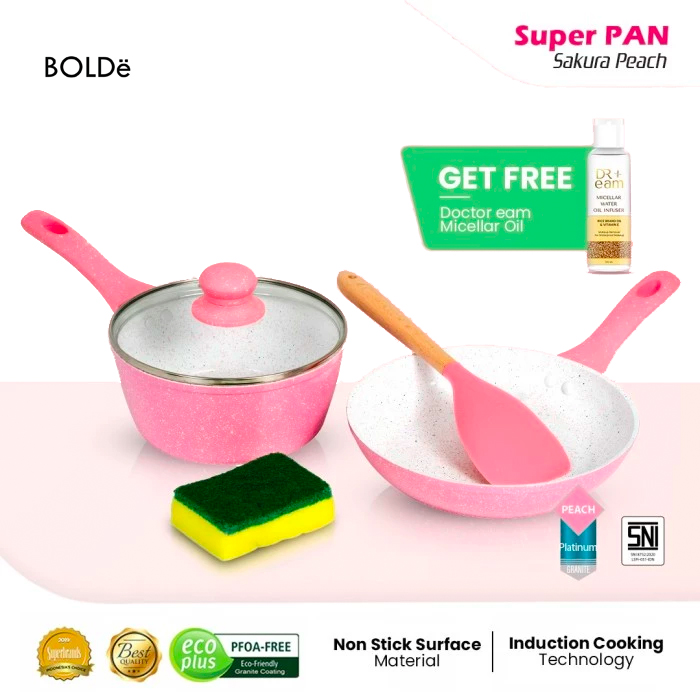 Bolde Super Pan Anti Lengket Sakura Peach 5 set
